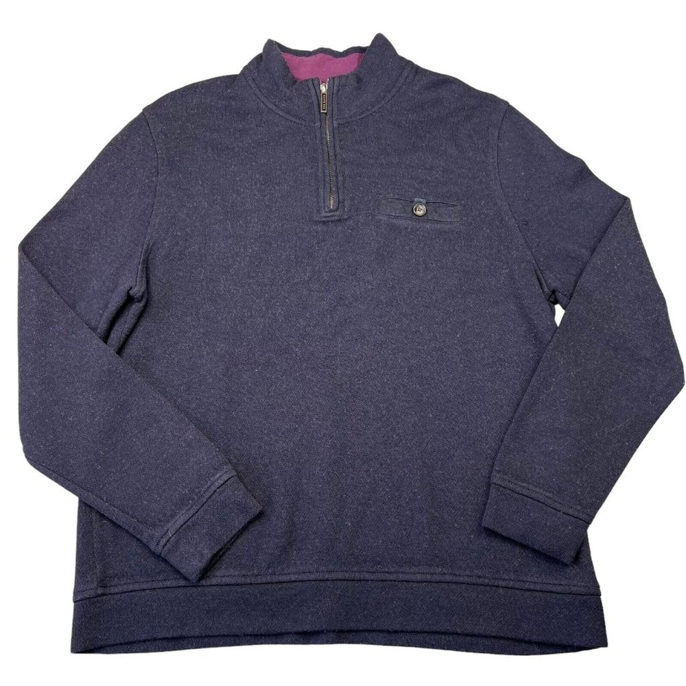 Ted Baker London Mens 1/4 Zip Pullover Sweater Size 5 XL Navy Blue Long‎ Sleeve